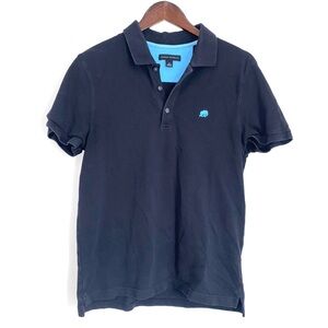 BANANA REPUBLIC Mens Medium Solid Navy Blue Short Sleeve Pique Polo Shirt L9